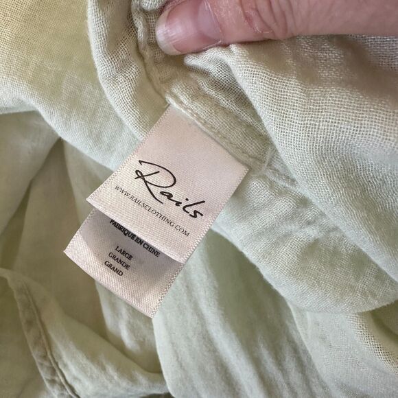 Rails Ellis Blue Mint Dip Dye Button Down Long Sleeve Chest Pocket Gauze Shirt - Picture 10 of 14